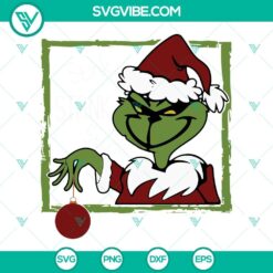 Grinch Christmas SVG on green background with "Stink Stank Stunk" text, available for download in PNG, DXF, and EPS files.