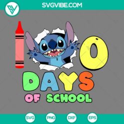 100th Day of School celebration design in Stitch style SVG, PNG, EPS, and DXF file formats for digital crafting projects.