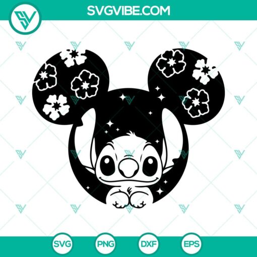 Stitch and Angel Mickey Ears SVG file bundle with Lilo and Stitch design, cute Disney SVG download for crafting.
