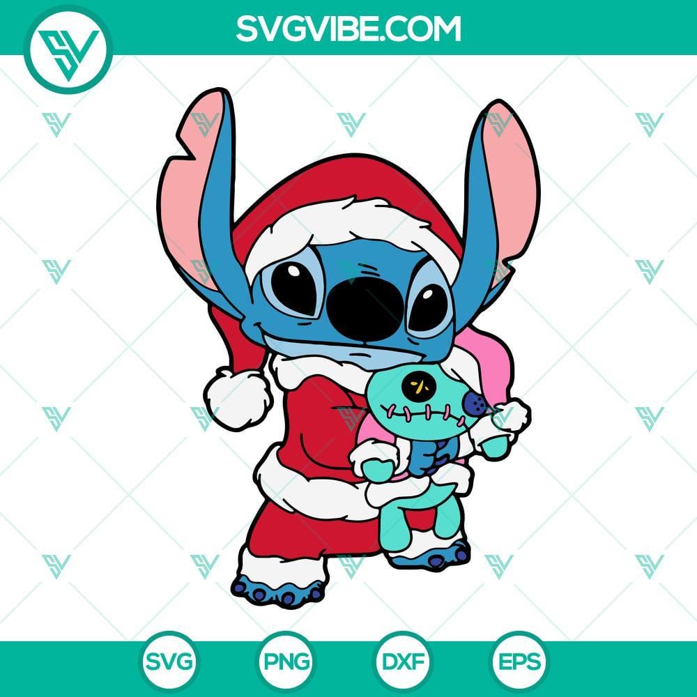 Stitch And Scrump Christmas SVG Images PNG DXF EPS Cut Files For Cricut Disney themed Christmas SVG images featuring Stitch and Scrump, suitable for cutting machines like Cricut.