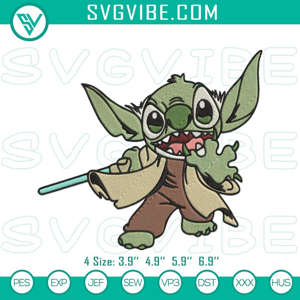 Stitch Baby Yoda Embroidery Design, Funny Stitch Star Wars Embroidery File Stitch Baby Yoda embroidery design featuring a funny Star Wars pattern with cute details. Perfect for fans and crafters.