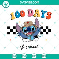 Stitch Bad Bunny 100 Days of School SVG files with PNG, DXF, EPS formats for Cricut. Great for crafting projects.