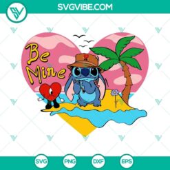 Stitch Bad Bunny Be Mine and Baby Benito Stitch Sad Heart SVG downloads for Valentine's Day crafts.
