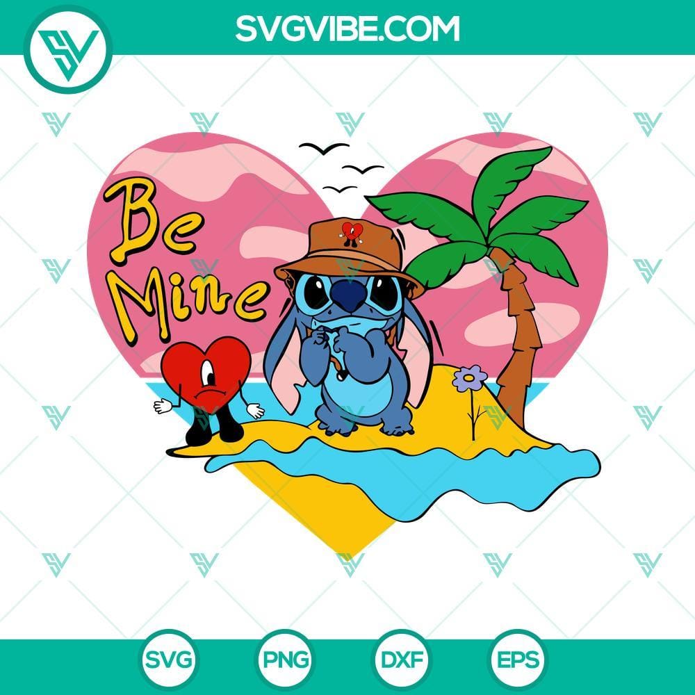 stitch-bad-bunny-be-mine-svg-baby-benito-stitch-sad-heart-svg-bebesota-svg-un-san-valentin-sin-ti-svg-png-dxf-eps-files-3-mockup.jpg Stitch Bad Bunny Be Mine and Baby Benito Stitch Sad Heart SVG downloads for Valentine's Day crafts.
