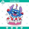 Stitch birthday cake SVG with Disney character, Happy Birthday Stitch design, ideal for digital crafting projects.
