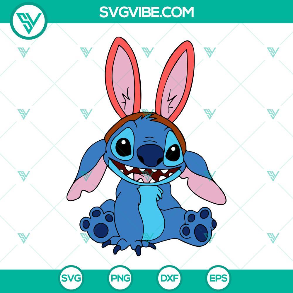 Stitch Bunny SVG, Easter Disney SVG, Happy Easter Day SVG PNG DXF EPS Cut Files Stitch Bunny and Disney Easter SVG files for Happy Easter Day celebration, PNG and DXF formats.