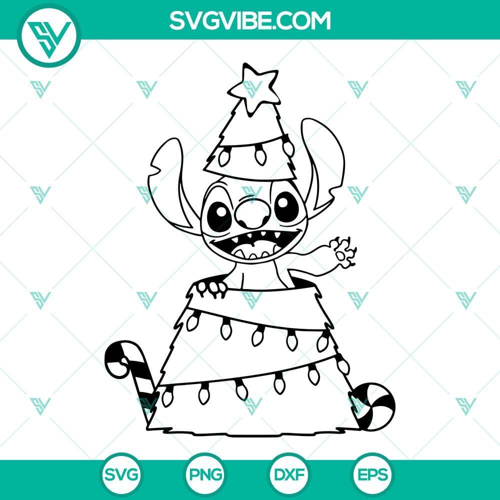 Stitch Christmas Tree SVG Cut File Outline Silhouette Cricut Christmas tree SVG cut file for Cricut silhouette, featuring stitch outline design for the holidays. Great for crafting projects.