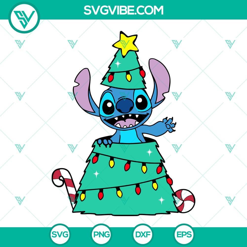 Stitch Christmas Tree SVG PNG DXF EPS Cricut Silhouette Vector Clipart Christmas tree with stitch pattern in SVG, PNG, DXF, EPS formats for Cricut, Silhouette machines. Ideal for holiday crafts.