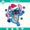 Stitch Christmas tumbler and bag SVG with Santa hat design. Festive Merry Christmas SVG files in PNG, EPS, and DXF formats.