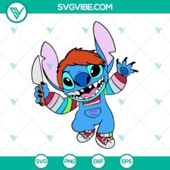 Chucky Halloween SVG cut files for Cricut, featuring a stitched design perfect for Halloween crafts. EPS, PNG, DXF formats included.