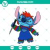 Stitch Chucky SVG images, horror movie killer doll design for digital download.