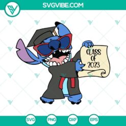 Stitch Class of 2023 SVG designs with Disney's Stitch character, perfect for seniors, graduation, and crafting projects.
