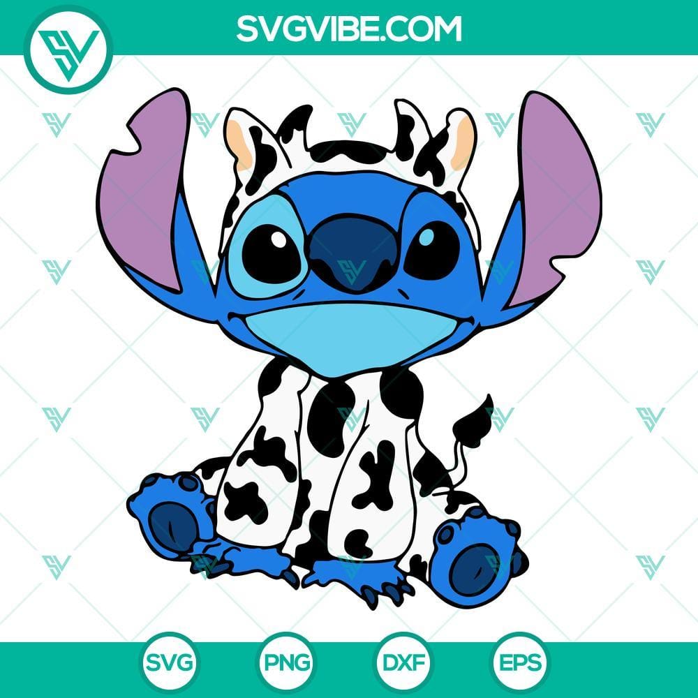 Stitch Cow SVG, Stitch SVG Clipart, Cow SVG File Digital Download Stitch cow SVG file with clipart design, cow SVG download suitable for digital projects.