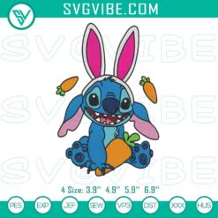 Stitch Easter Embroidery File, Bunny Ears &amp; Carrot Celebration Theme