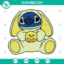Stitch Easter SVG bundle with bunny in stitch suit, Easter-themed designs for digital download.