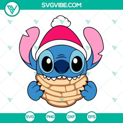 Stitch Eat Concha Cake SVG Files, Stitch Concha Christmas SVG Images, Mexican Christmas SVG - Festive holiday-themed digital designs.