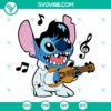 Stitch Elvis Presley playing guitar SVG design, featuring a funny twist. Downloadable digital image perfect for crafts.