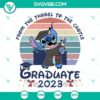 Stitch Graduate 2023 SVG design with "From The Tassel To The Castle" theme, perfect for graduation celebration decor.
