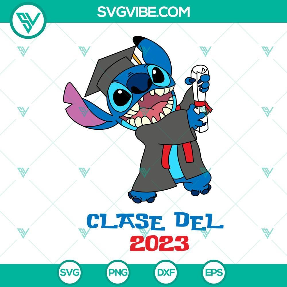 Stitch Graduation 2023 SVG, Stitch And Lilo SVG, Disney SVG PNG DXF EPS Stitch and Lilo graduation 2023 SVG files with Disney theme, ideal for crafting projects.