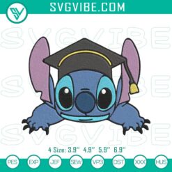 Disney Stitch graduation cap embroidery designs, perfect for seniors.