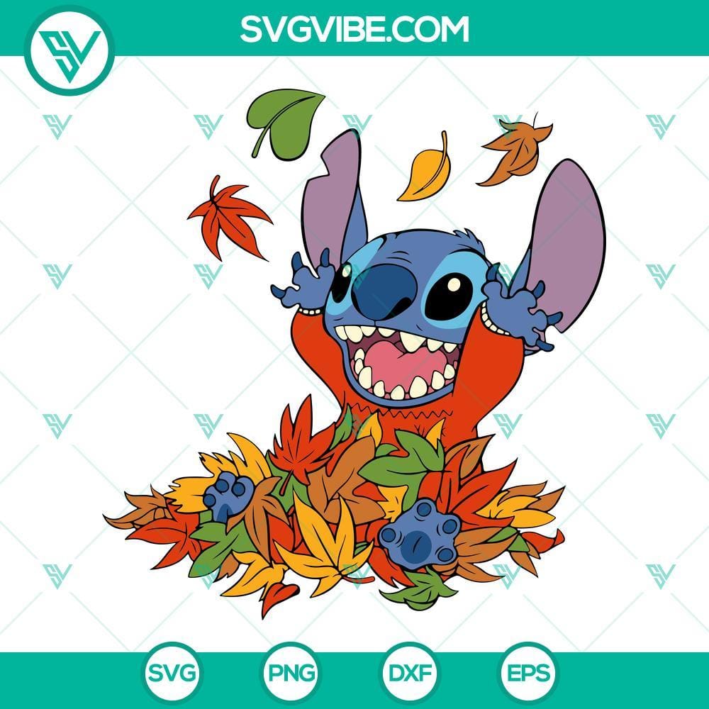 Stitch Happy Fall Autumn SVG, Stitch Thanksgiving SVG, Stitch Fall SVG Stitch Happy Fall Autumn and Thanksgiving SVG download with festive designs for crafts and decorations.