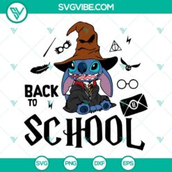 Stitch Harry Potter back to school SVG images, including Sorting Hat SVG file, ideal for crafts and projects.
