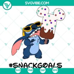 Stitch Ice Cream and Snackgoals SVG files for Cricut, PNG, EPS, and DXF formats - cute and fun Disney-themed digital designs.