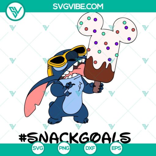 Stitch Ice Cream and Snackgoals SVG files for Cricut, PNG, EPS, and DXF formats - cute and fun Disney-themed digital designs.