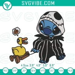 Jack Skellington and toy duck embroidery designs for Nightmare Before Christmas, digital files for stitching.