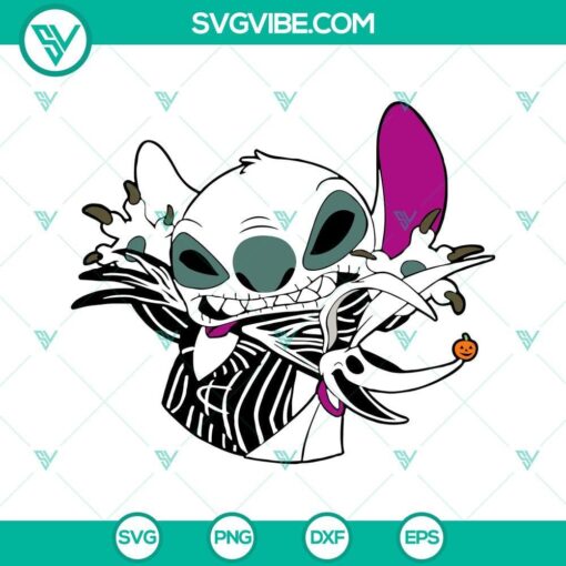 Stitch Jack Skellington SVG bundle inspired by Nightmare Before Christmas characters, ideal for crafts and digital projects.