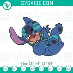 Disney Stitch laughing embroidery design - machine embroidery file with cute Stitch character.