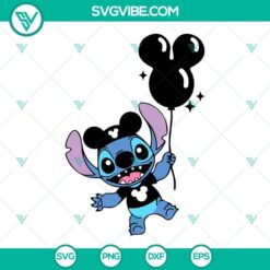Stitch Mickey Balloon Disneyland SVG file, perfect for Cricut machines. Unique design in DXF, EPS, PNG formats for crafting.