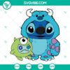 Collection of lively SVG images featuring Stitch from Lilo and Stitch and characters from Monsters Inc and Monsters University. Perfect for crafts.