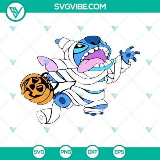 Stitch mummy pumpkin and Disney mummy Halloween SVG images for Halloween crafts and projects.
