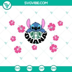Stitch Ohana Starbucks wrap SVG featuring Lilo and Stitch Disney characters. Cute and downloadable design perfect for fans.