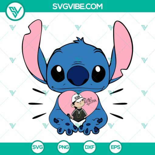 Stitch Peso Pluma Heart SVG Files, Cute Peso Pluma design with SVG, PNG, DXF, and EPS formats for crafts and projects.