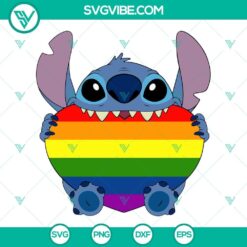 Stitch Pride Heart SVG with LGBT Community and Equality theme, Funny design for download.