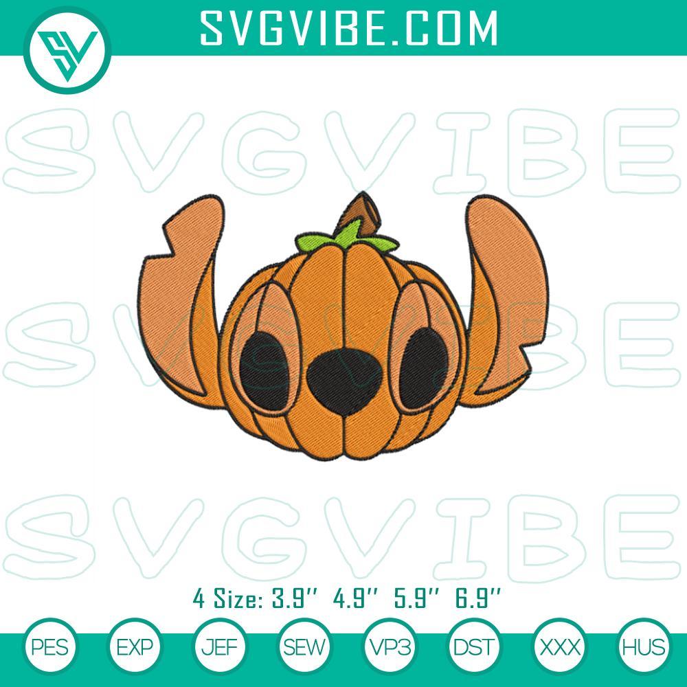Stitch Pumpkin Halloween Embroidery Design Files Spooky stitch pumpkin halloween embroidery design with ghost and spiderweb for crafts and decor.