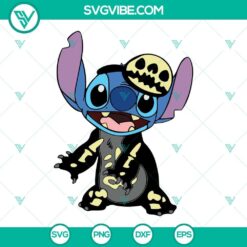 Stitch Skeleton Electric Shock SVG file with Halloween design elements for crafts and decorations.