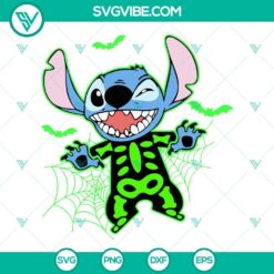 Stitch Skeleton Spiderweb SVG file with Disney Halloween theme, suitable for PNG, DXF, and EPS formats for crafting projects.