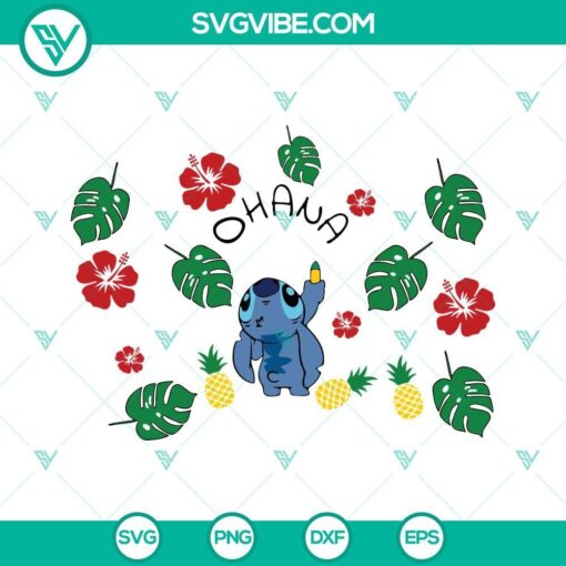 Stitch Starbucks Cup SVG featuring Lilo and Stitch Ohana design, full wrap template for crafts and digital projects.