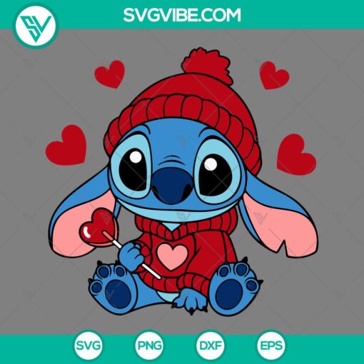 Stitch Valentine SVG featuring candy heart design for Valentine's Day celebration.