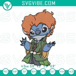 Winifred Sanderson embroidery files inspired by Hocus Pocus for Halloween design. Ideal for crafts and DIY projects.