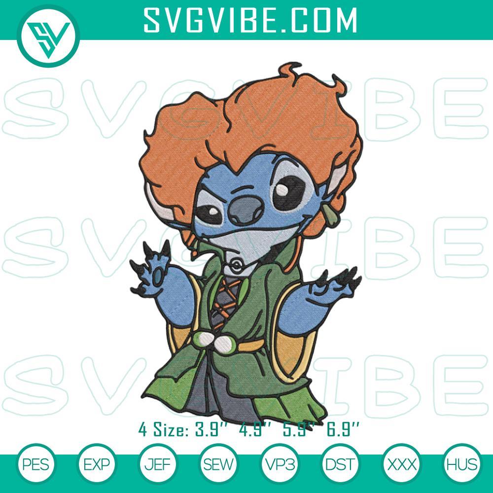 Stitch Winifred Sanderson Embroidery Files, Hocus Pocus Embroidery Designs Winifred Sanderson embroidery files inspired by Hocus Pocus for Halloween design. Ideal for crafts and DIY projects.
