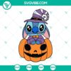 Stitch Witch Pumpkin Happy Halloween SVG design with PNG, DXF, and EPS files for crafting projects.