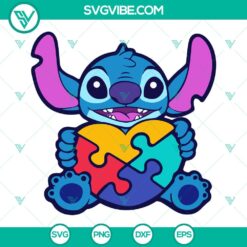 Autism awareness SVG with puzzle heart design for stitching, 2nd April SVG files, ideal for autism support projects.