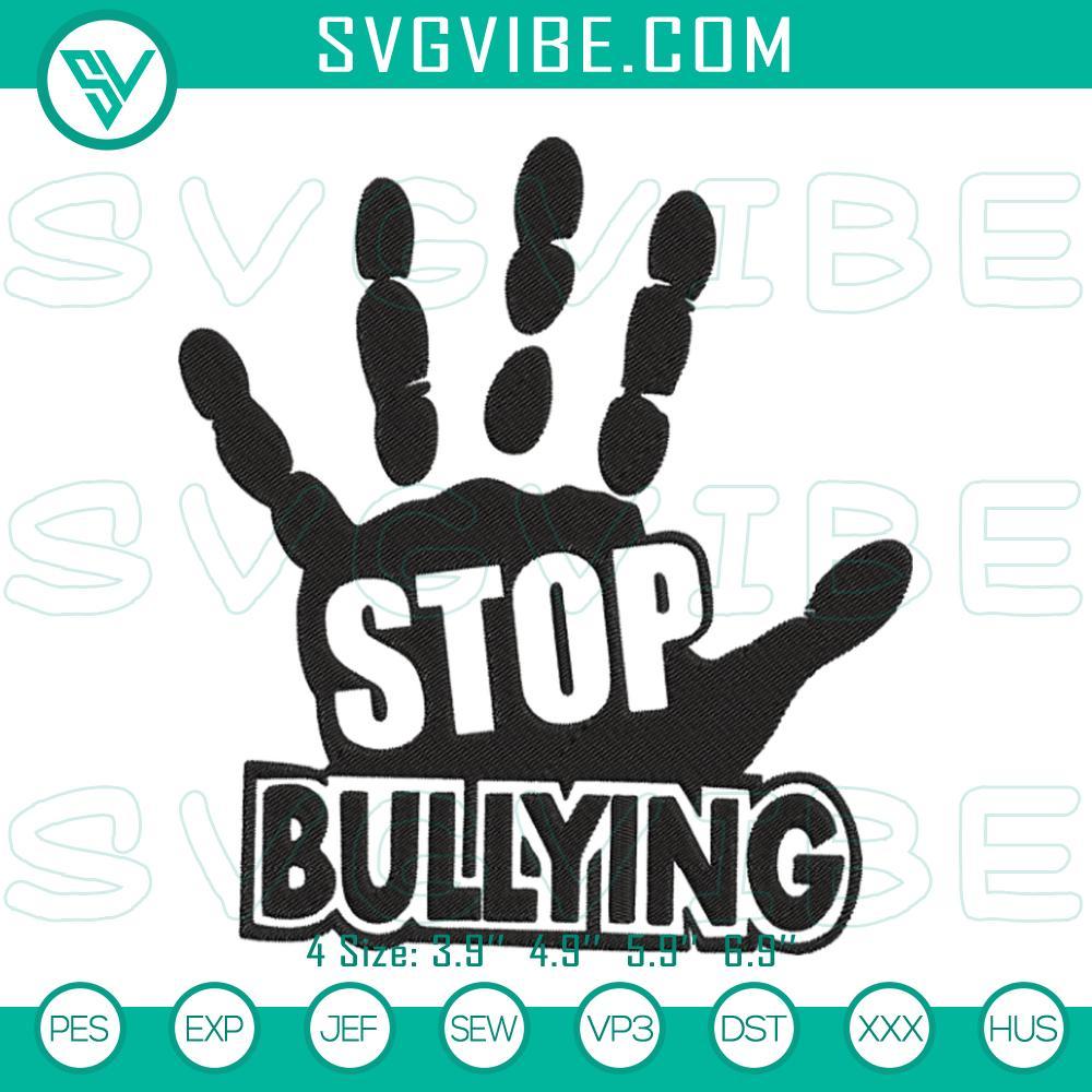 Stop Bullying Embroidery Designs, Unity Day Embroidery Design Files Stop bullying awareness embroidery design for Unity Day, digital file featuring symbolic elements in orange and blue colors.