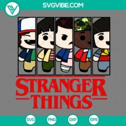 Stranger Things 5 friends SVG download with PNG, EPS, and DXF files, featuring a group of characters. Perfect for crafting projects.