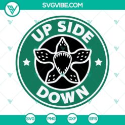 Stranger Things Starbucks SVG files with Demogorgon Upside Down design. PNG and DXF formats included for crafting projects.