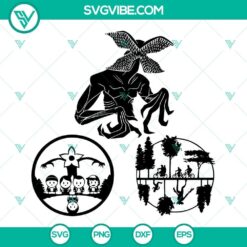 Stranger Things SVG Downloads featuring Friends and Demogorgon SVG Files for crafting projects and fan art.